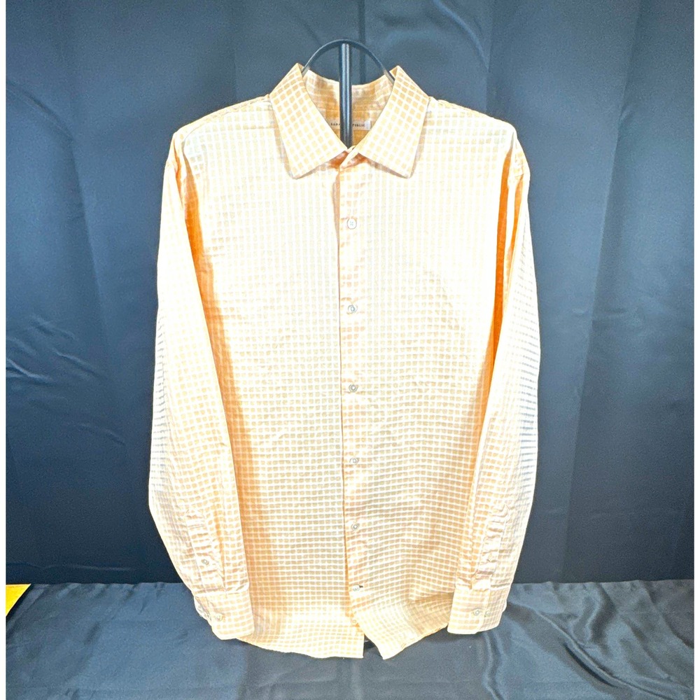 Banana Republic Men's Dress Shirt XL 17-17.5 34/35 Ck Beige/White Cotton (1288)